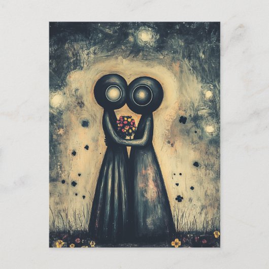 Außerirdischen in der Liebe Embrac in einer Umarmu Postkarte (Vorderseite)