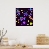 Außerirdischen in der Weltraumkunst Poster (Küche)
