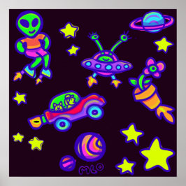 Außerirdischen in der Weltraumkunst Poster