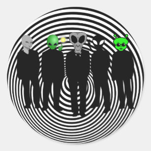 Außerirdischen in schwarzen Aufklebern Runder Aufkleber