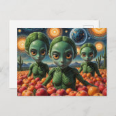 Außerirdischen mit Äpfeln Postkarte (Vorne/Hinten)