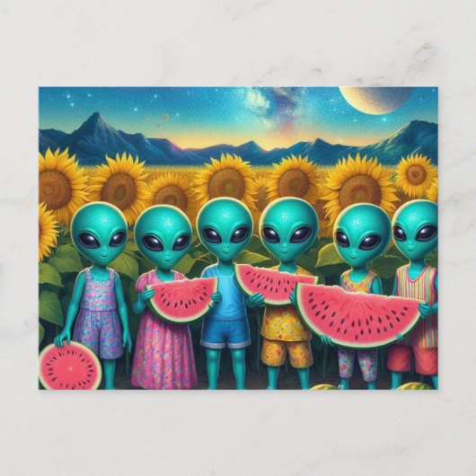 Außerirdischen mit Watermelon Postkarte (Vorderseite)