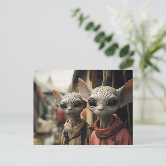 Außerirdischen nebenan: Coole Katzen Postkarte (Stehend Vorderseite)