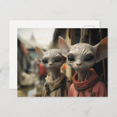 Außerirdischen nebenan: Coole Katzen Postkarte (Vorne/Hinten)