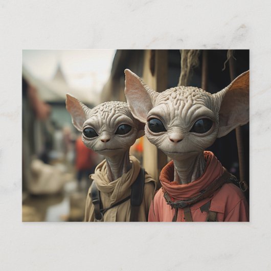 Außerirdischen nebenan: Coole Katzen Postkarte (Vorderseite)