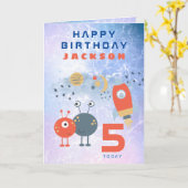 Außerirdischen Raumschiff Alter 5 Geburtstag Raumf Karte (Gelbe Blume)