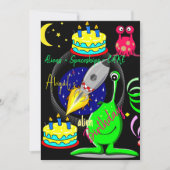 Außerirdischen Raumschiff Happy Geburtstag Einladu Einladung (Vorderseite)