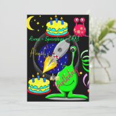 Außerirdischen Raumschiff Happy Geburtstag Einladu Einladung (Stehend Vorderseite)
