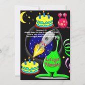 Außerirdischen Raumschiff Happy Geburtstag Einladu Einladung (Rückseite)
