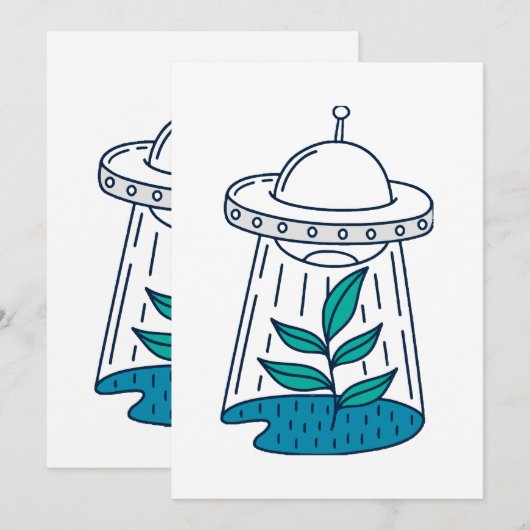 AUSSERIRDISCHEN UFO EINLADUNG (Vorne/Hinten)