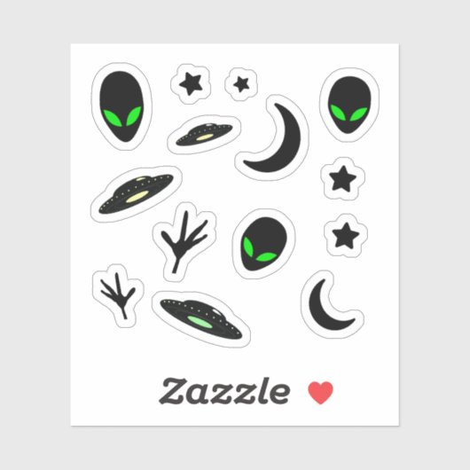 Außerirdischen und Raumschiffe Aufkleber (Blatt)