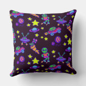 Außerirdischen und Sterne in der Außenraumdruckere Kissen (Rückseite)