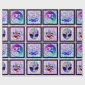 Außerirdischen und UFOs für Holografische Alien Geschenkpapier (Flach)