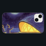 Außerirdischen zur Vintagen Science Fiction auf de Case-Mate iPhone Hülle<br><div class="desc">Vintage Illustration futuristische Science Fiction Außerirdischen und Roboter im Weltraumbild. Ein klassisches Comic-Buch-Design mit freundlichen Alien-Astronauten auf einem fremden Planeten oder Mond auf einer Raumstation,  die auf der Erde herauf und winkt. Sterne funkeln am Nachthimmel.</div>