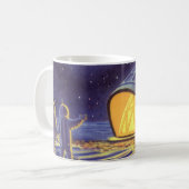 Außerirdischen zur Vintagen Science Fiction auf de Kaffeetasse (Vorderseite Links)
