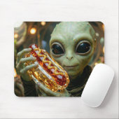 Außerirdischer Alien mit kristallinem Hotdog Mousepad (Mit Mouse)
