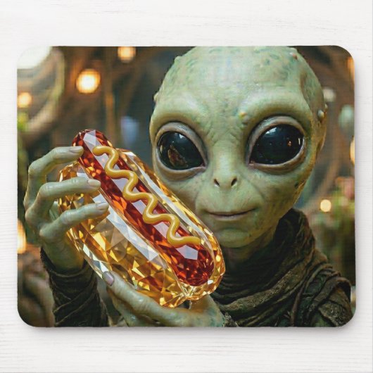 Außerirdischer Alien mit kristallinem Hotdog Mousepad (Vorne)