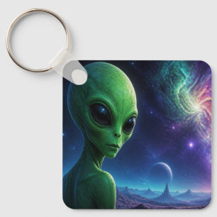 Außerirdischer Alien schaut über seine Schulter Schlüsselanhänger