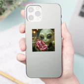 Außerirdischer Alien und Granatapfel Aufkleber (Telefon)