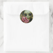 Außerirdischer Alien und Granatapfel Runder Aufkleber (Tasche)
