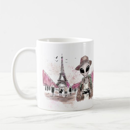 Außerirdischer auf Tour durch Paris Kaffeetasse (Links)