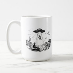 Außerirdischer beobachtet UFO, das Katze entführt, Kaffeetasse