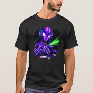 Außerirdischer Cyborg DJ Robot Record Techno Musik T-Shirt