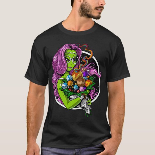 Ausserirdischer Hippie Kiffer T-Shirt (Vorderseite)