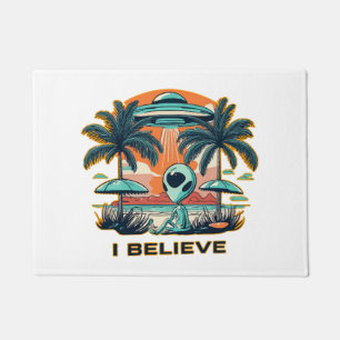 Außerirdischer mit UFO ICH GLAUBE Fußmatte