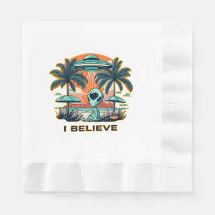 Außerirdischer mit UFO ICH GLAUBE Serviette
