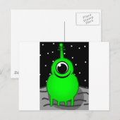 Außerirdischer Postkarte (Vorne/Hinten)