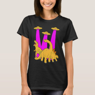 Außerirdischer Retro UFO entführt Dinosaurier T-Shirt