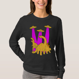 Außerirdischer Retro-UFO entführt Dinosaurier T-Shirt