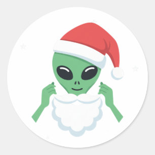 Außerirdischer Weihnachtsmann Lustiger Weihnachts- Runder Aufkleber