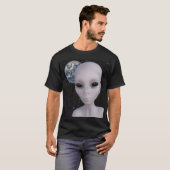 Außerirdisches alien mit Erde im Hintergrund T-Shirt (Vorne ganz)
