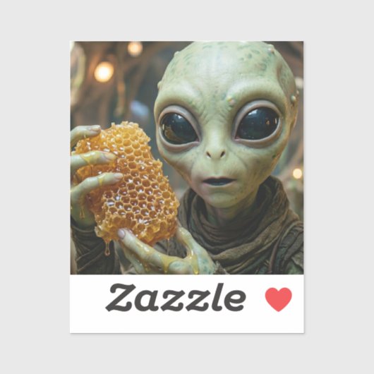 Außerirdisches Alien-Wesen mit Honigwabe Aufkleber (Blatt)