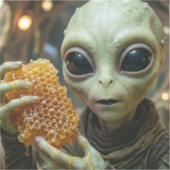 Außerirdisches Alien-Wesen mit Honigwabe Aufkleber (Vorderseite)