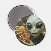 Außerirdisches Alien-Wesen mit Honigwabe Magnet (Vorderseite/Rückseite)