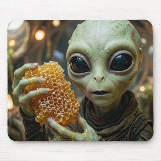 Außerirdisches Alien-Wesen mit Honigwabe Mousepad (Vorne)