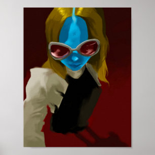 Außerirdisches Mädchen namens "Blue" sieht Rot dur Poster