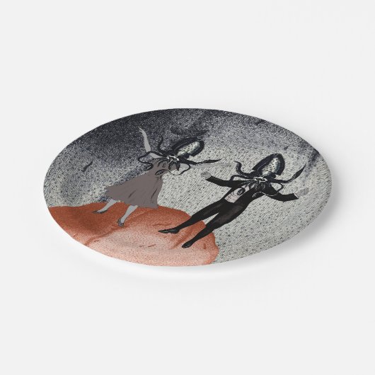 Außerirdischetanzfeier Pappteller (Schrägansicht)