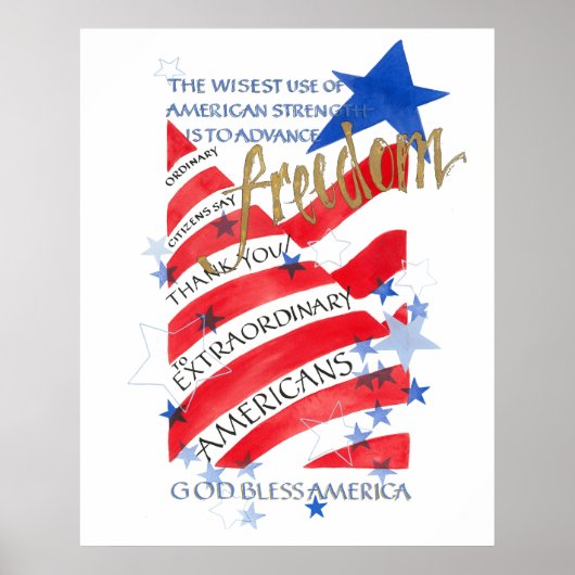 AUSSERORDENTLICHE AMERIKANER FÜR FREIHEIT, FLAG POSTER (Vorne)