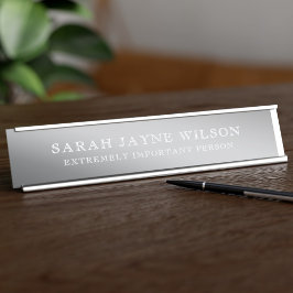 Äußerst wichtige Silver Desk Name Plate Schreibtischnamensplakette