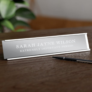 Äußerst wichtige Silver Desk Name Plate Schreibtischnamensplakette