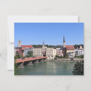Aussicht auf Altstadt Wasserburg von der Südbank Postkarte