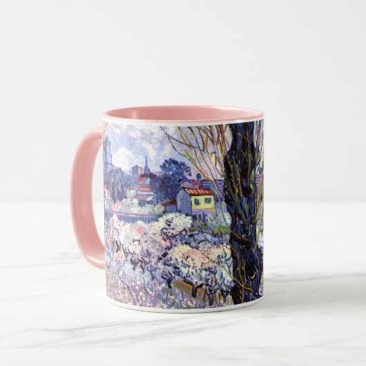Aussicht auf Arles, blühende Orte - Van Gogh Art Tasse (Vorderseite Links)