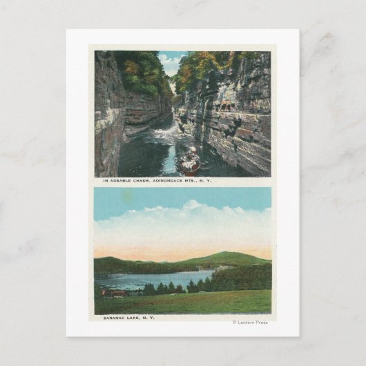 Aussicht auf Ausable Chasm und Saranac See Postkarte (Vorderseite)