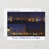 Aussicht auf Baltimore nachts Postkarte (Vorne/Hinten)