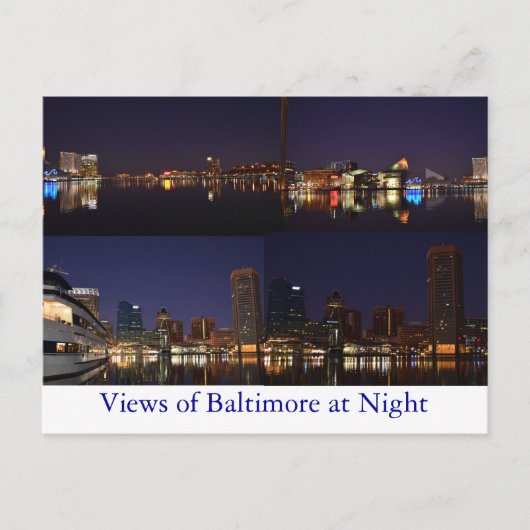 Aussicht auf Baltimore nachts Postkarte (Vorderseite)