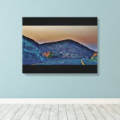 Aussicht auf Berge Leinwanddruck (Insitu (Holzboden))